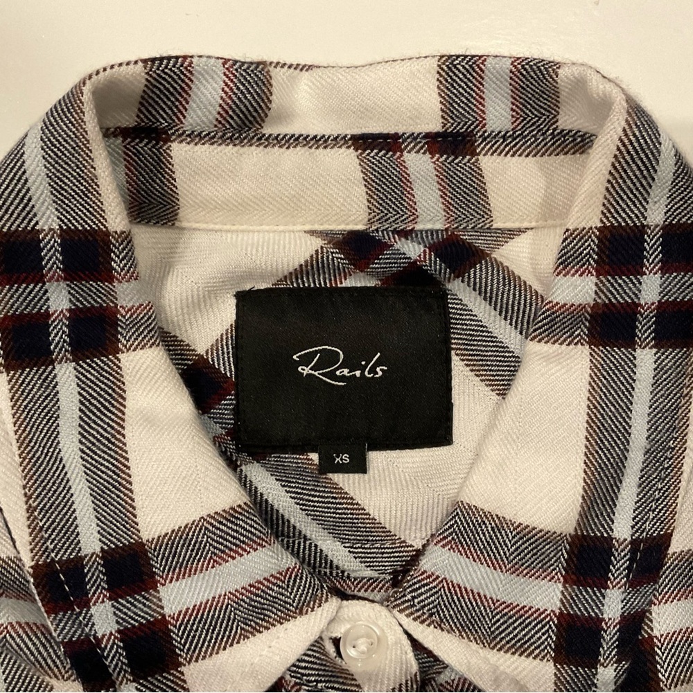 Rails Hunter Flannel Button Up Shirt XS White Marine Plaid Soft Heritage Classic - Picture 3 of 13